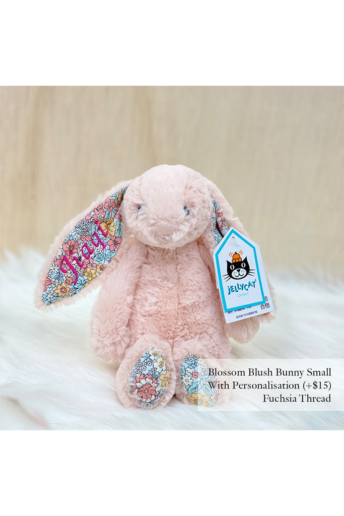 Jellycat Blossom Blush Bunny Small with Fuchsia Thread | The Elly Store Singapore
