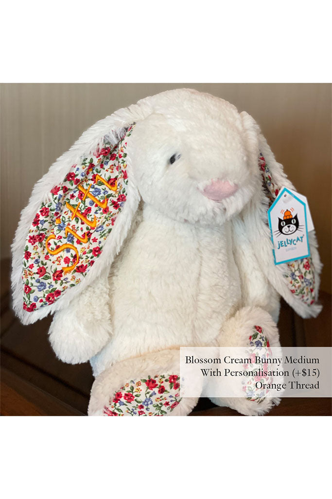 Jellycat Blossom Cream Bunny Medium with Orange Thread | The Elly Store