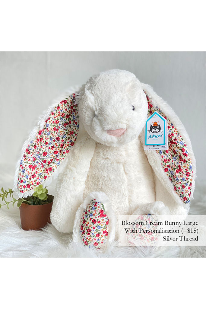Jellycat Blossom Cream Bunny Large with Silver Thread | The Elly Store