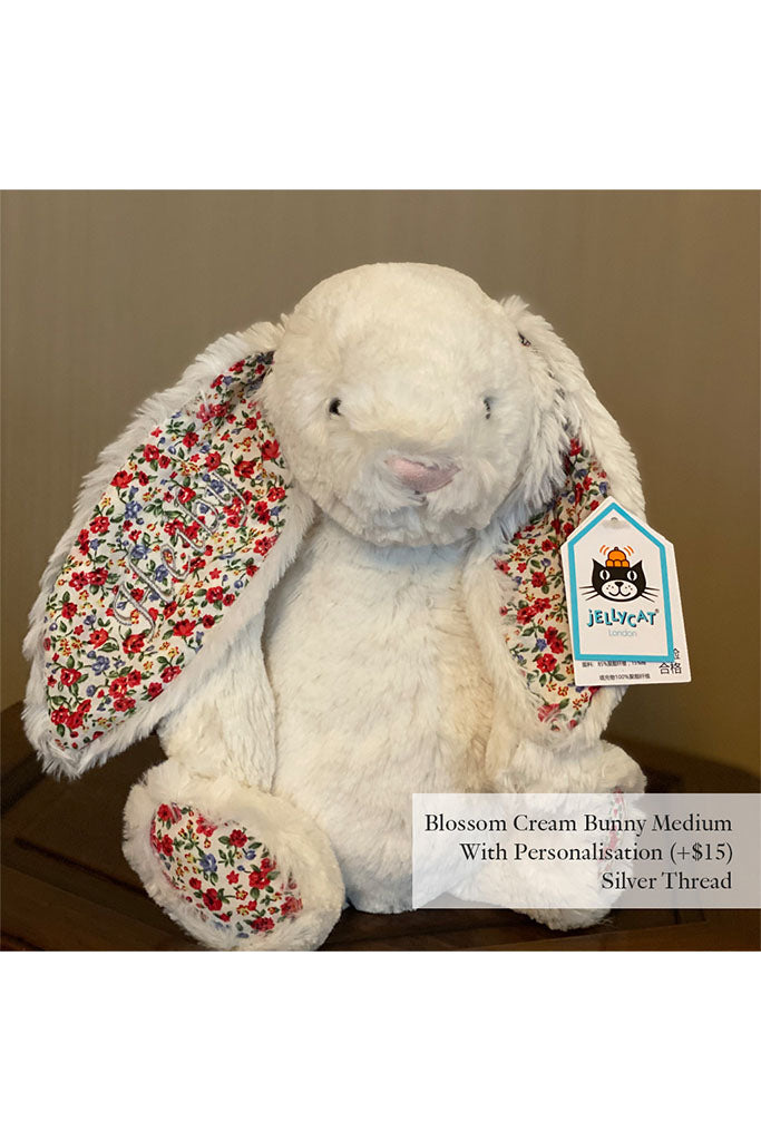 Jellycat Blossom Cream Bunny Medium with Silver Thread | The Elly Store