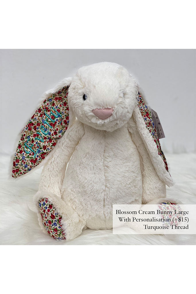 Jellycat Blossom Cream Bunny Large with Turquoise Thread | The Elly Store The Elly Store