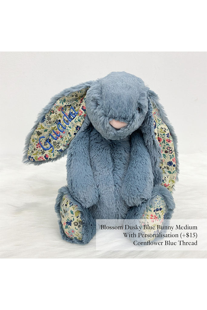 Jellycat Blossom Dusky Blue Bunny with Cornflower Blue Thread | The Elly Store