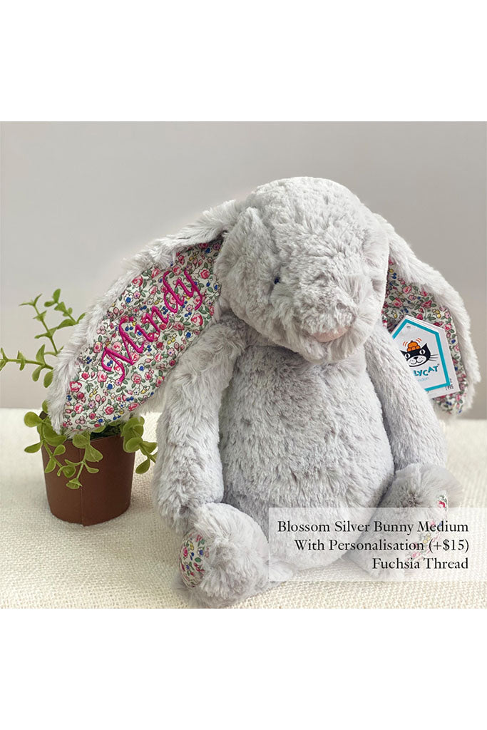 Jellycat Medium Blossom Bunny Plush Toy in Fuchsia Thread | The Elly Store