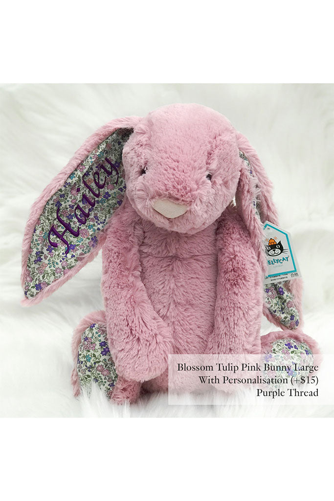 Jellycat Blossom Tulip Pink Bunny Large with Purple Thread