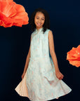 Wrap Cheongsam - Teal Cranes
