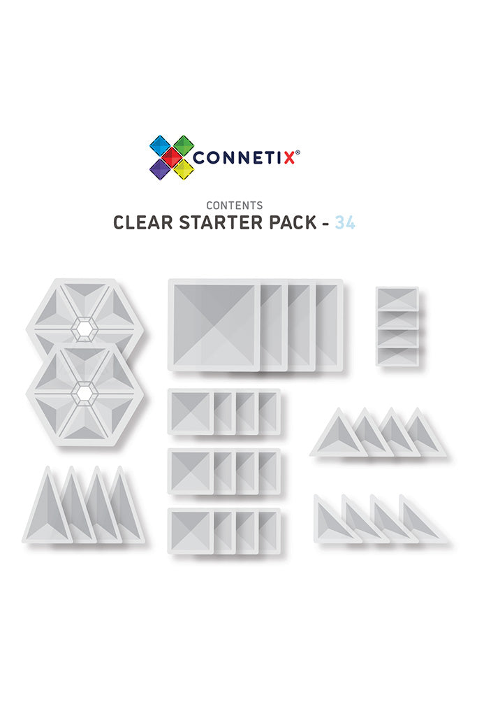 Connetix 34 piece Clear Pack