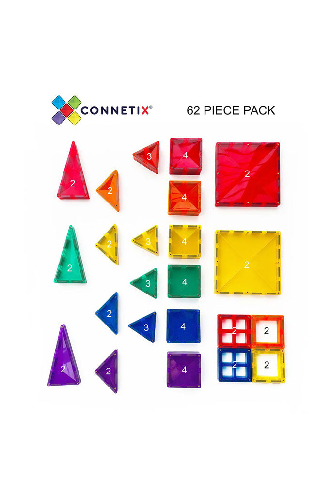Connetix 62 Pc Starter Pack | Magnetic Tiles for Kids | The Elly Store