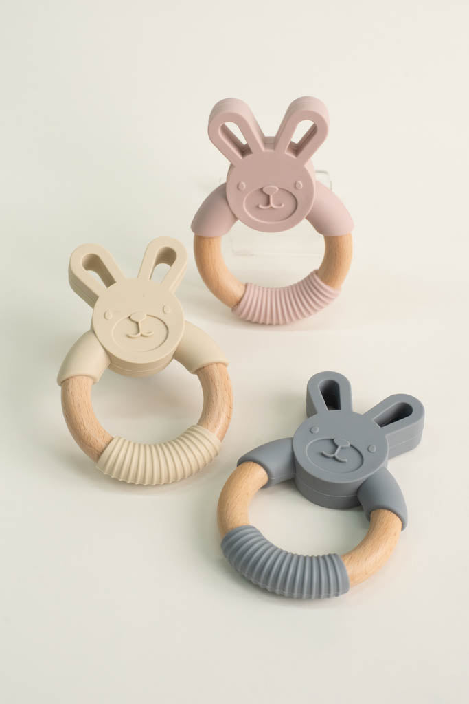 Silicone Cream Bunny Teething Ring