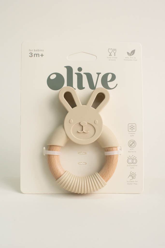 Silicone Cream Bunny Teething Ring