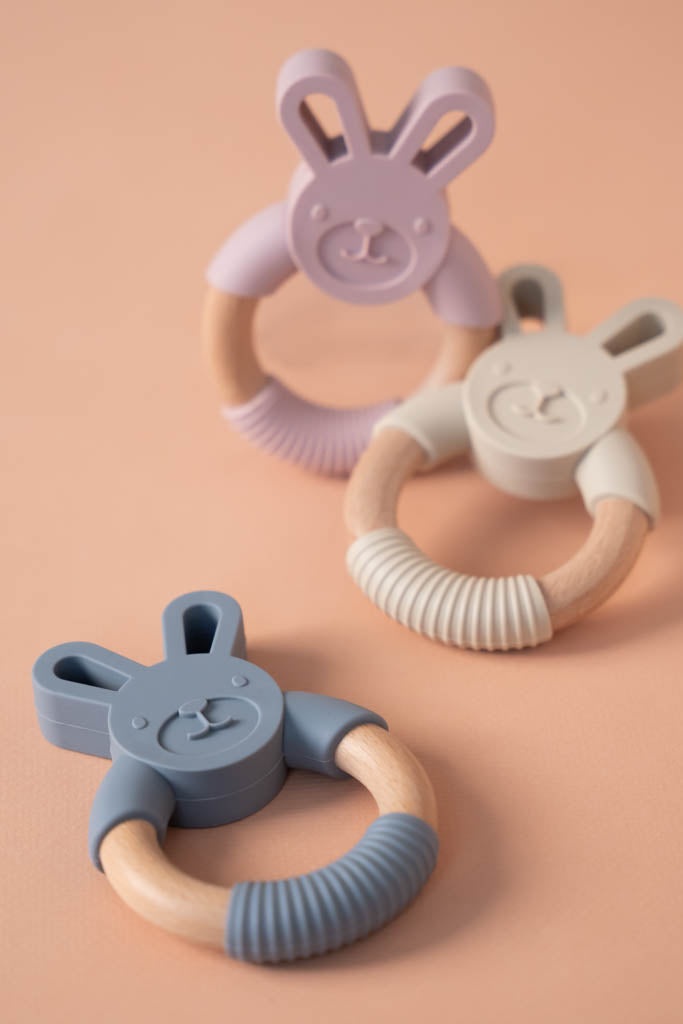 Silicone Cream Bunny Teething Ring