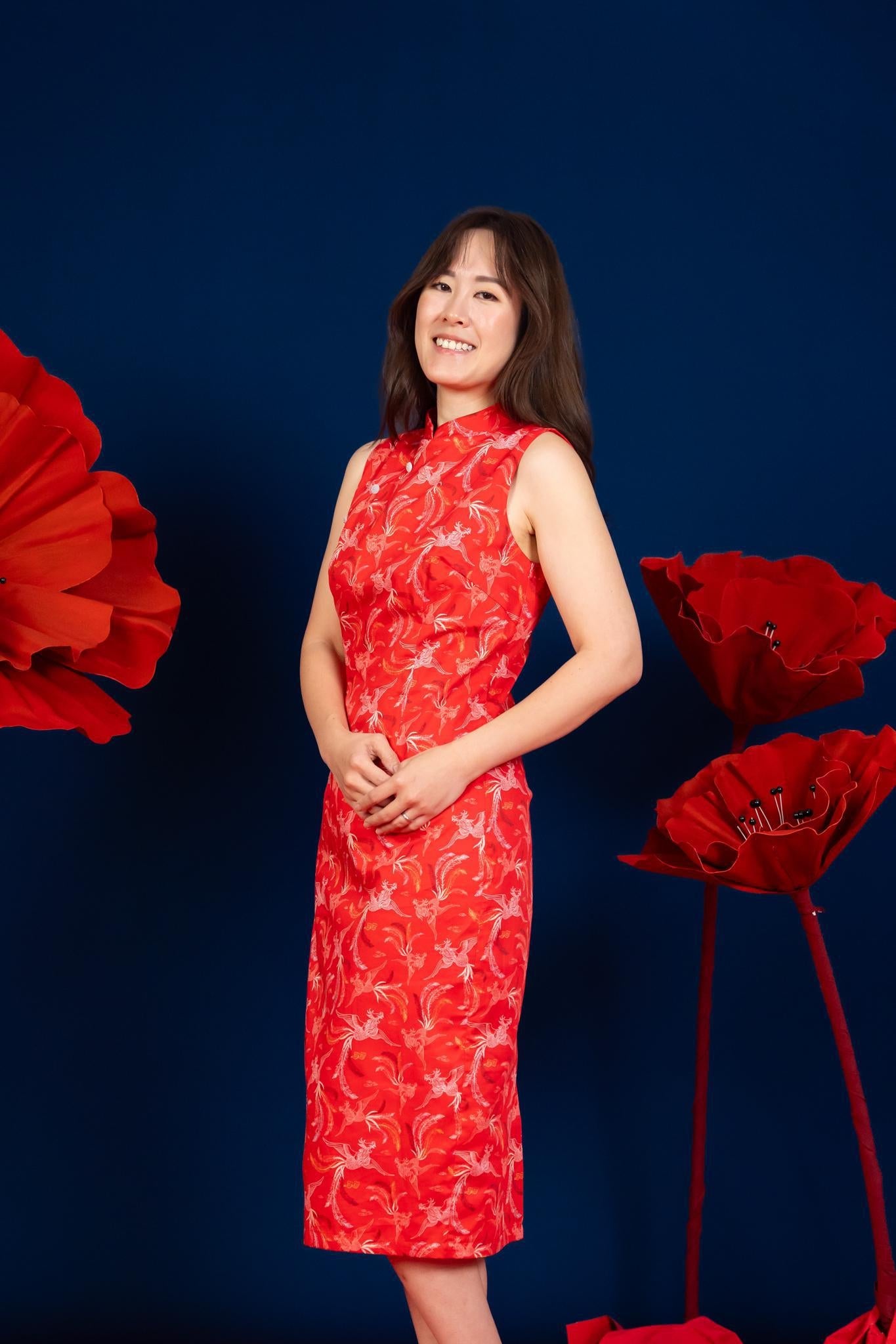 Ladies Peony Cheongsam - Red Phoenix