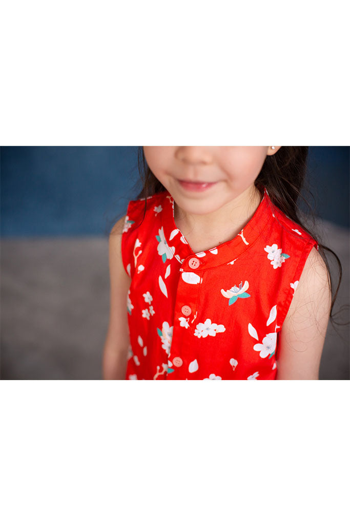 Amelia Top - Red Sakura | CNY2022 Tween Clothing | The Elly Store Singapore