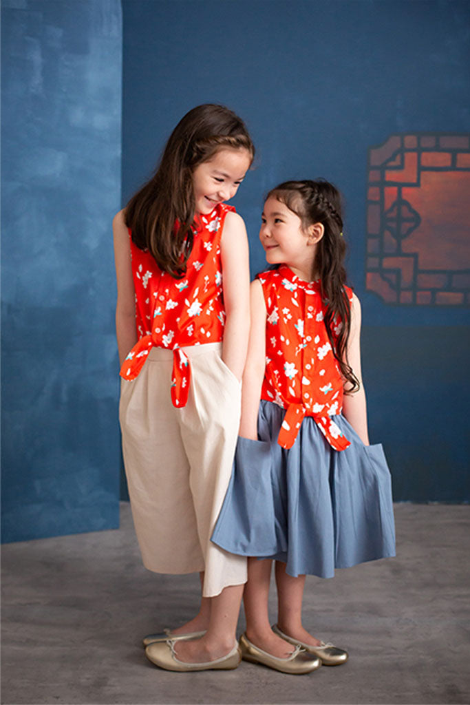 Amelia Top - Red Sakura | CNY2022 Tween Clothing | The Elly Store Singapore