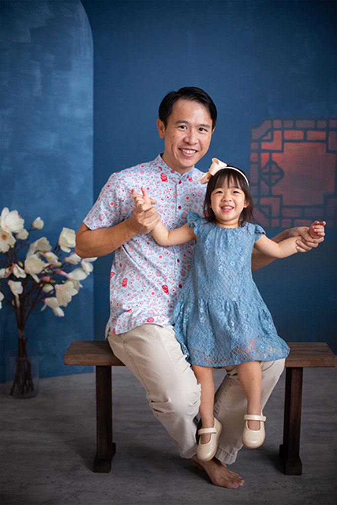 Emelie Lace Dress - Blue | Chinese New Year 2022 | The Elly Store Singapore