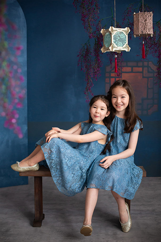 Emelie Lace Dress - Blue | Chinese New Year 2022 | The Elly Store Singapore