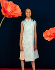 Wrap Cheongsam - Teal Cranes