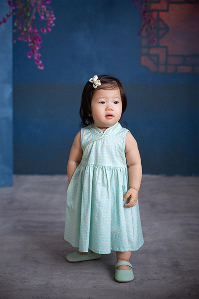 Flare Cheongsam - Turquoise Coins | Chinese New Year 2022 | The Elly Store Singapore