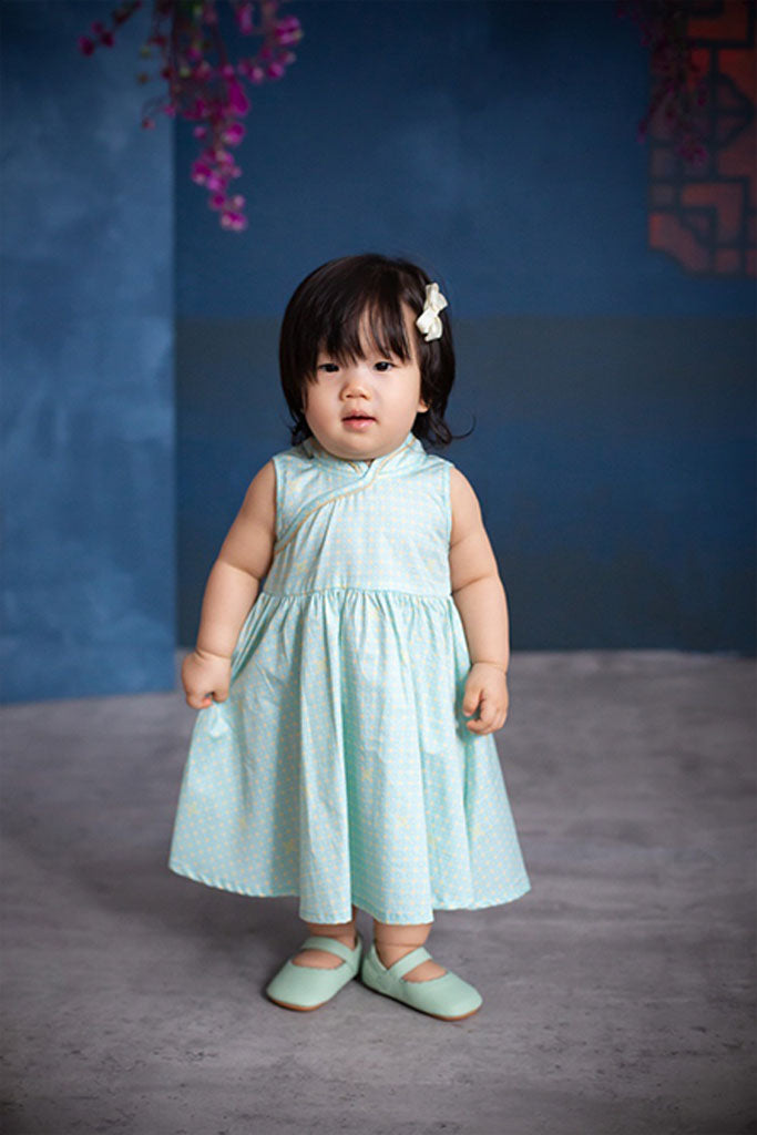 Flare Cheongsam - Turquoise Coins | Chinese New Year 2022 | The Elly Store Singapore