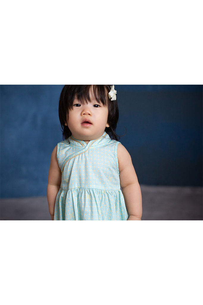 Flare Cheongsam - Turquoise Coins | Chinese New Year 2022 | The Elly Store Singapore