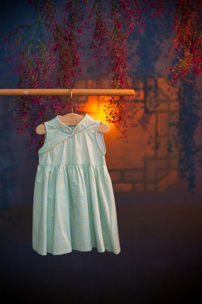 Flare Cheongsam - Turquoise Coins | Chinese New Year 2022 | The Elly Store Singapore