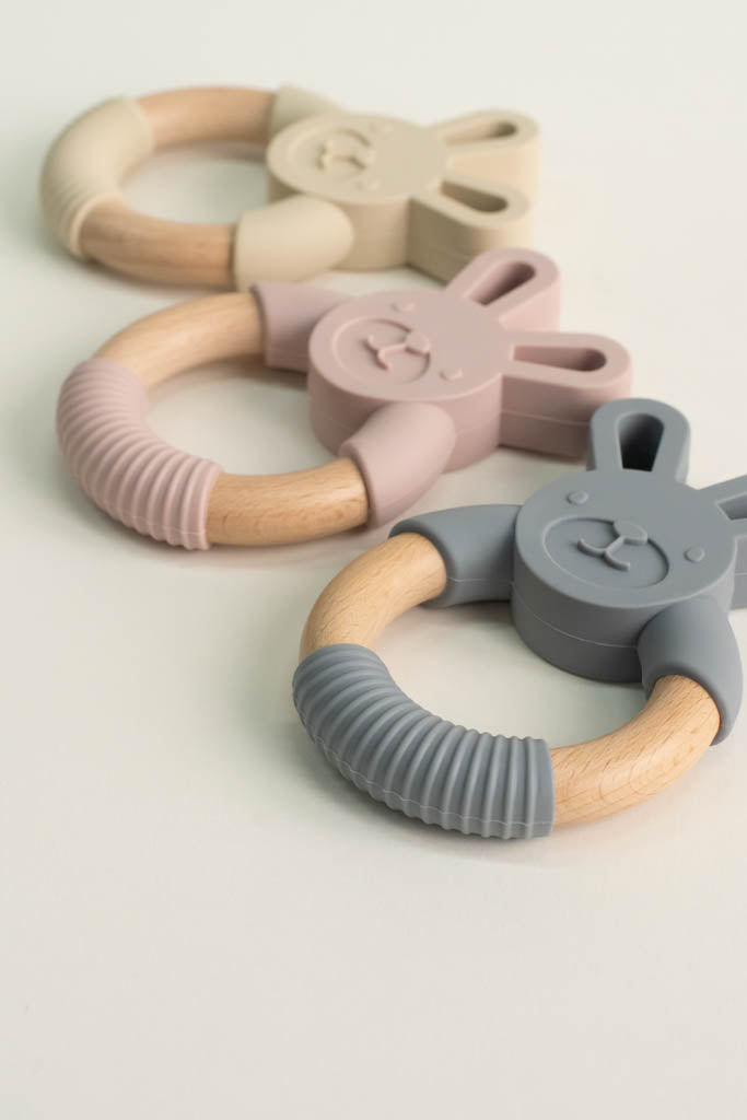 Silicone Grey Bunny Teething Toy