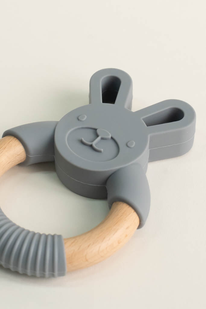 Grey Bunny Teething Ring for Babies | Safe and Fun Toy