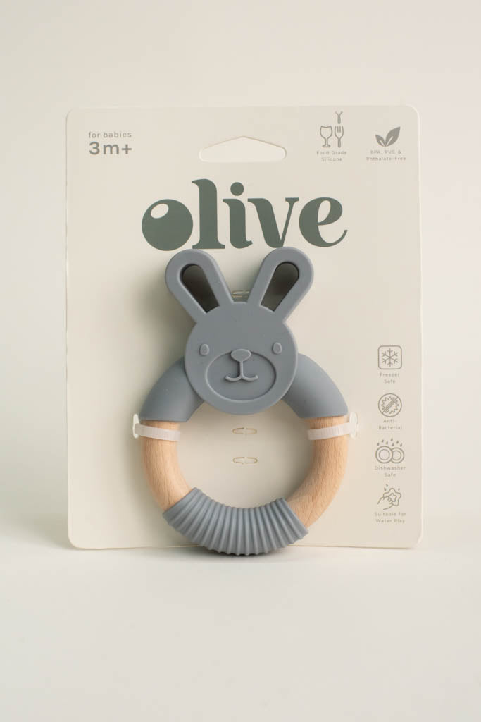Silicone Grey Bunny Teething Toy