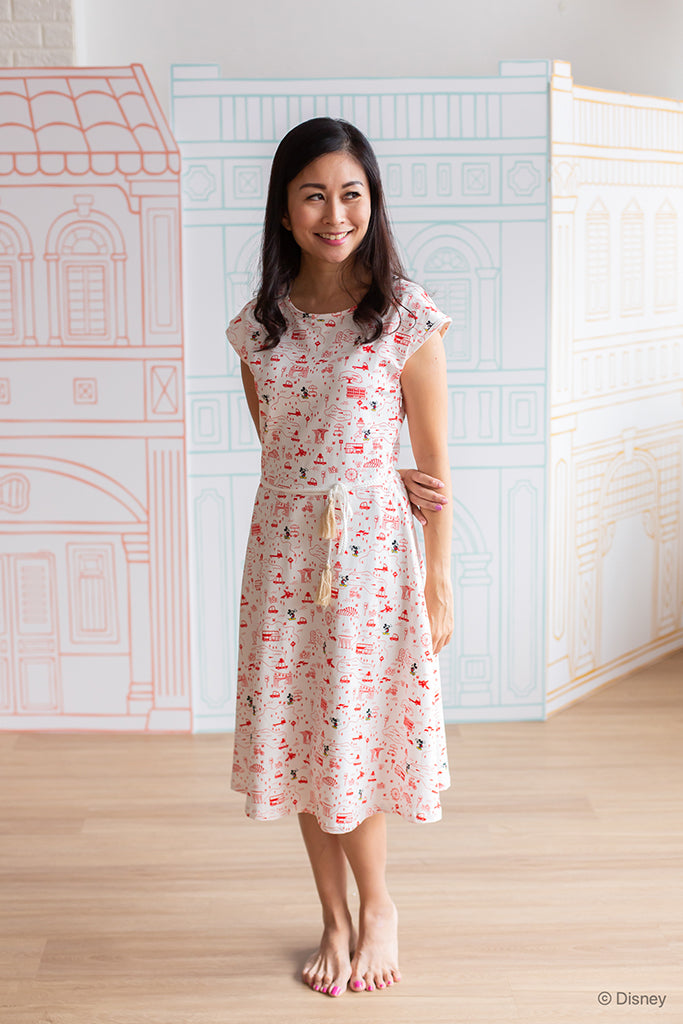 Ladies Holly Dress - Red Road Trip Mickey | Disney x elly Mickey Go Local | The Elly Store Singapore