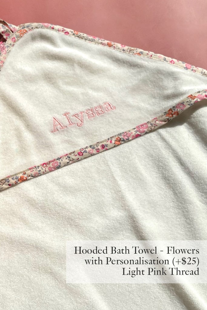 Hooded Bath Towel - Flowers | Personalisable Gifts | The Elly Store Singapore