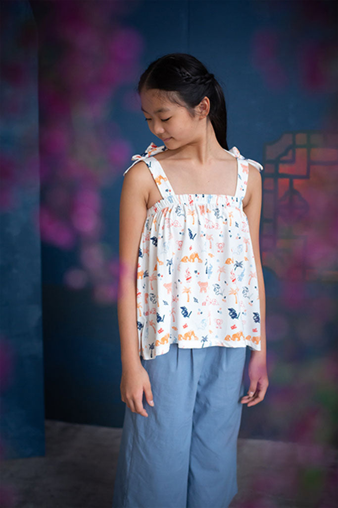 Ivy Top - Cream Summertime | Girls' Tops | The Elly Store Singapore