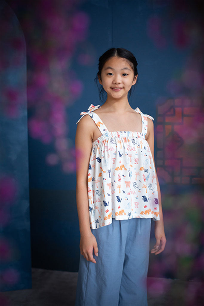 Ivy Top - Cream Summertime | Girls&#39; Tops | The Elly Store Singapore