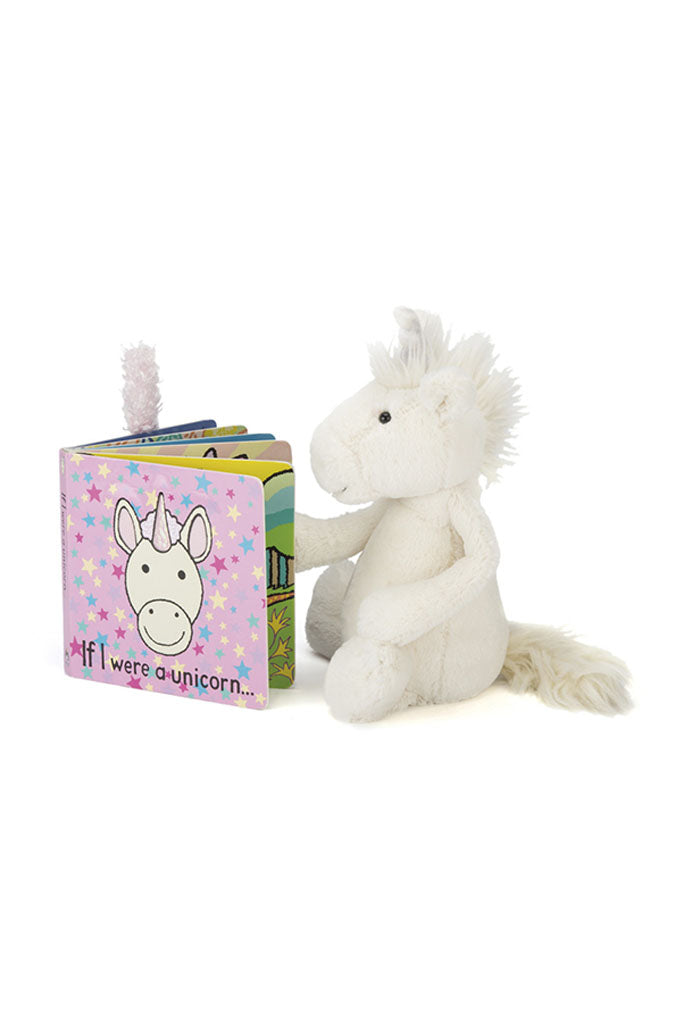 Unicorn reading a Jellycat 'If I Were a Unicorn' Board Book | Buy Jellycat Books online for toddlers early readers at The Elly Store Singapore