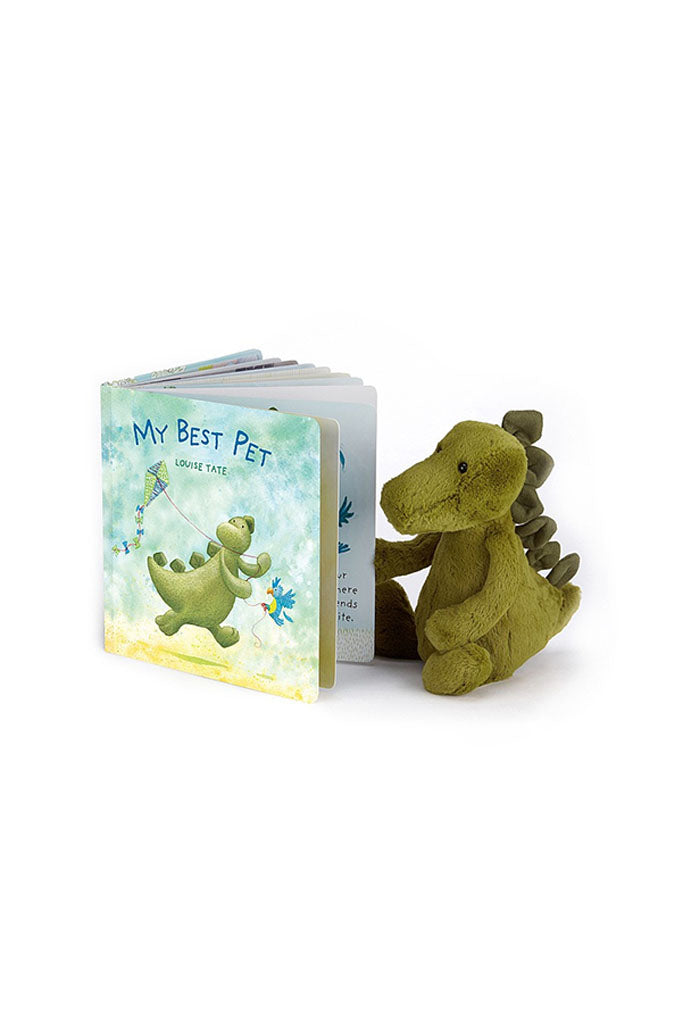 Jellycat Dino Soft Toy reading 'My Best Pet' | Buy Jellycat Books online for early readers at The Elly Store Singapore