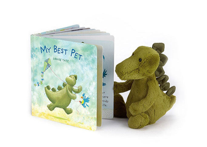 Jellycat Dino Soft Toy reading &#39;My Best Pet&#39; | Buy Jellycat Books online for early readers at The Elly Store Singapore