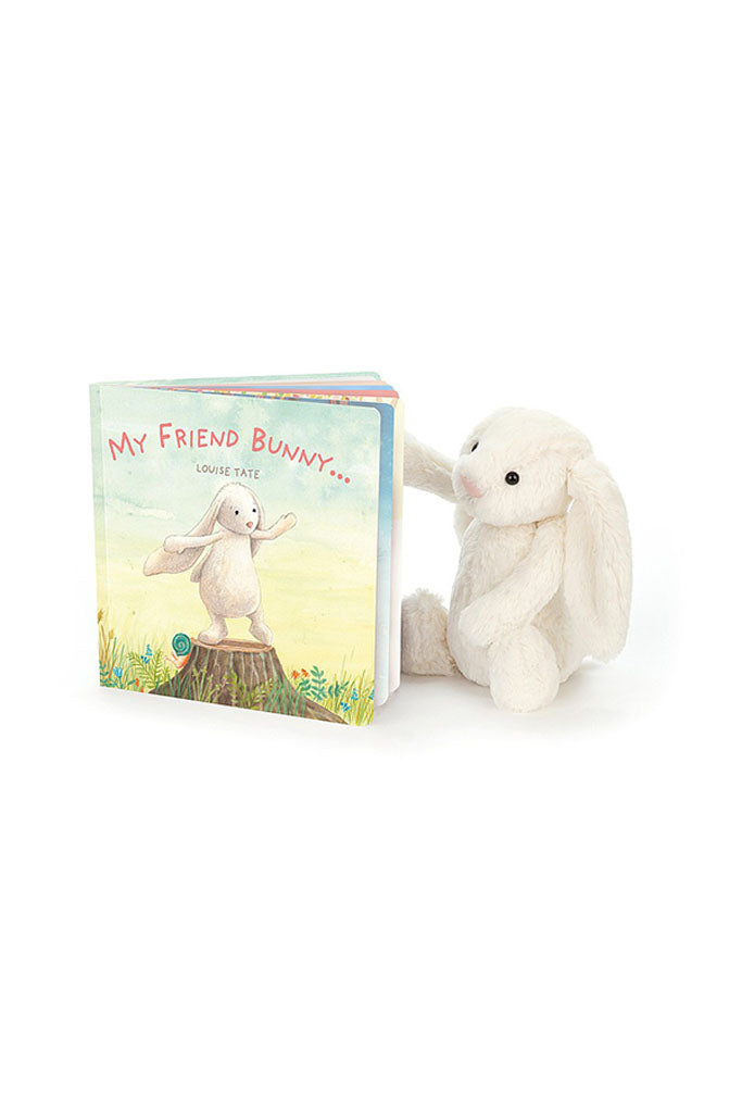 Jellycat Bashful Bunny reading Jellycat My Friend Bunny Book | The Elly Store