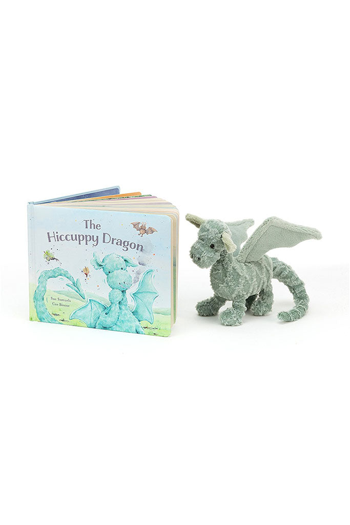 Dragon reading a Jellycat 'The Hiccupy Dragon' Book | Buy Jellycat Books online for early readers at The Elly Store Singapore
