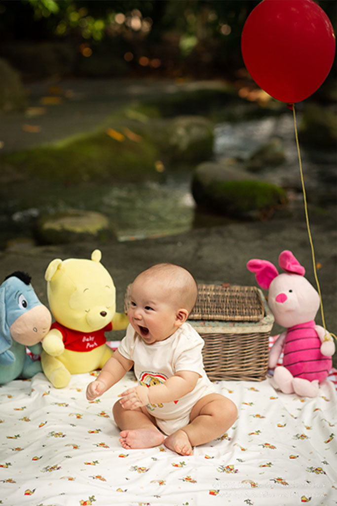 Jersey Blanket - White Rainbow Pooh | Ideal for Newborn Baby Gifts | The Elly Store Singapore The Elly Store