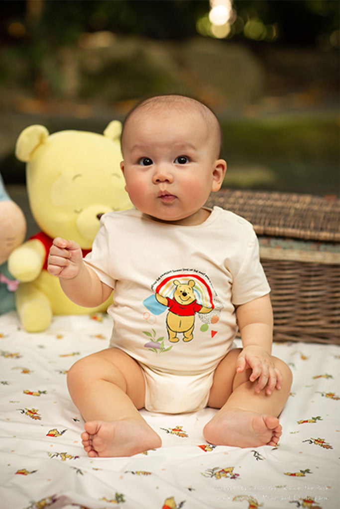 Jersey Blanket - White Rainbow Pooh | Ideal for Newborn Baby Gifts | The Elly Store Singapore