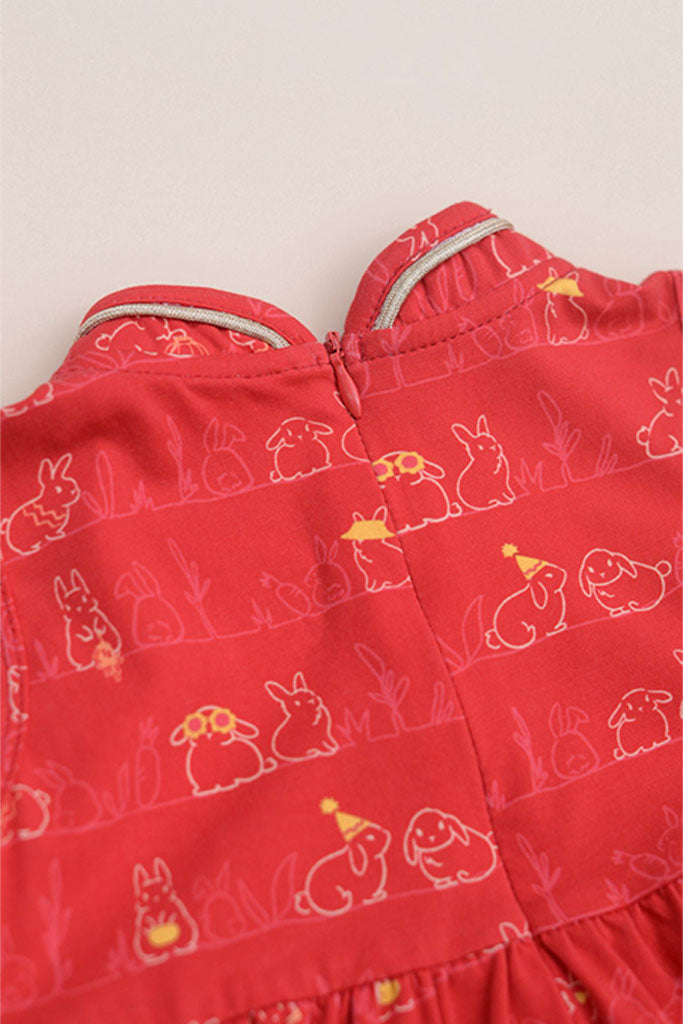 Jersey Flare Cheongsam - Red Bunnies In A Row | Chinese New Year 2023 | The Elly Store Singapore