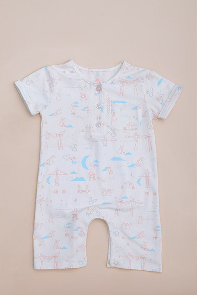 Kai Romper - White Nightfall Bunnies | Baby Clothing | The Elly Store Singapore