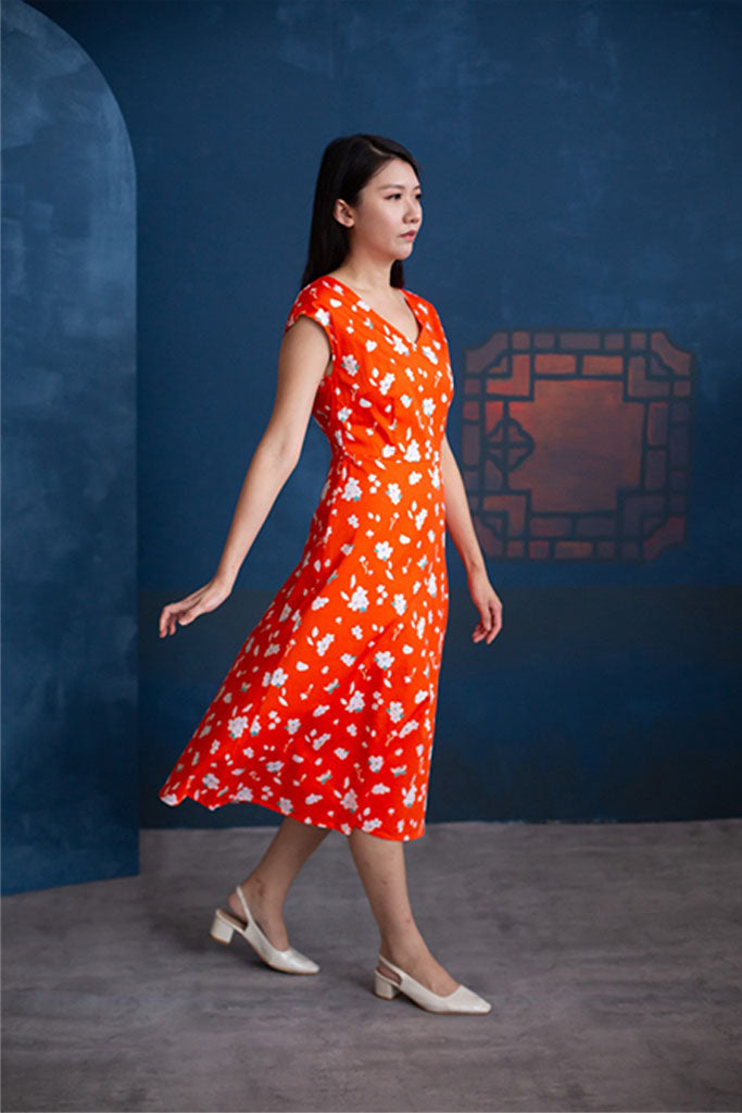 Ladies Heidi Dress - Sunset Sakura | CNY2022 Twinning Family Sets | The Elly Store Singapore