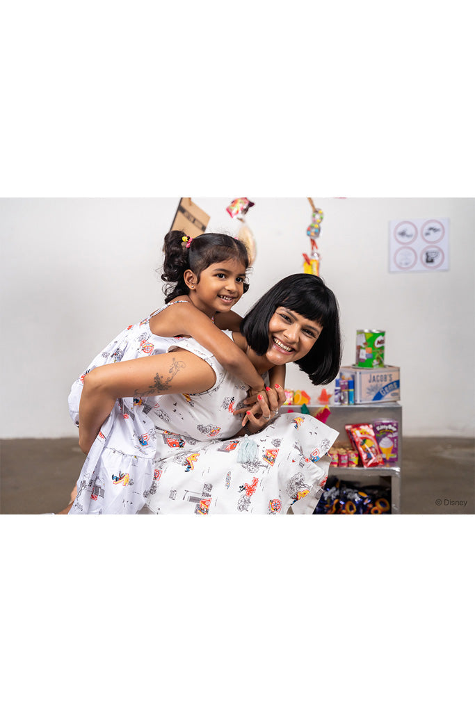 Ladies Holly Dress - Vintage Playground Mickey | Disney x elly Mickey Go Local | The Elly Store Singapore