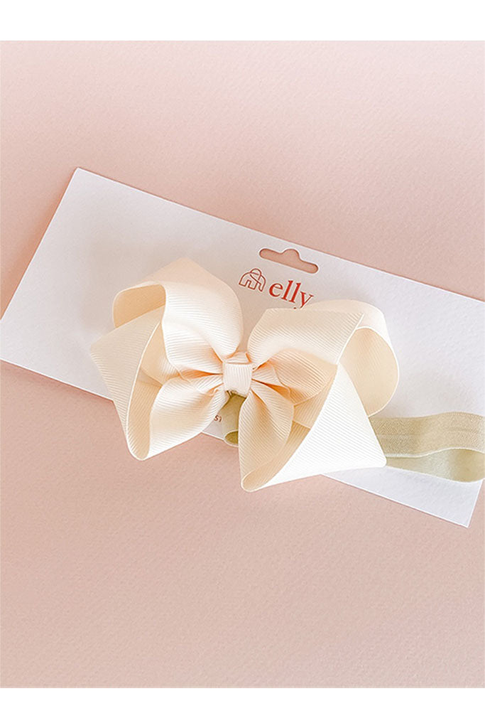 Large Ribbon Elastic Headband - Cream | Hair Accessories | The Elly Store Singapore