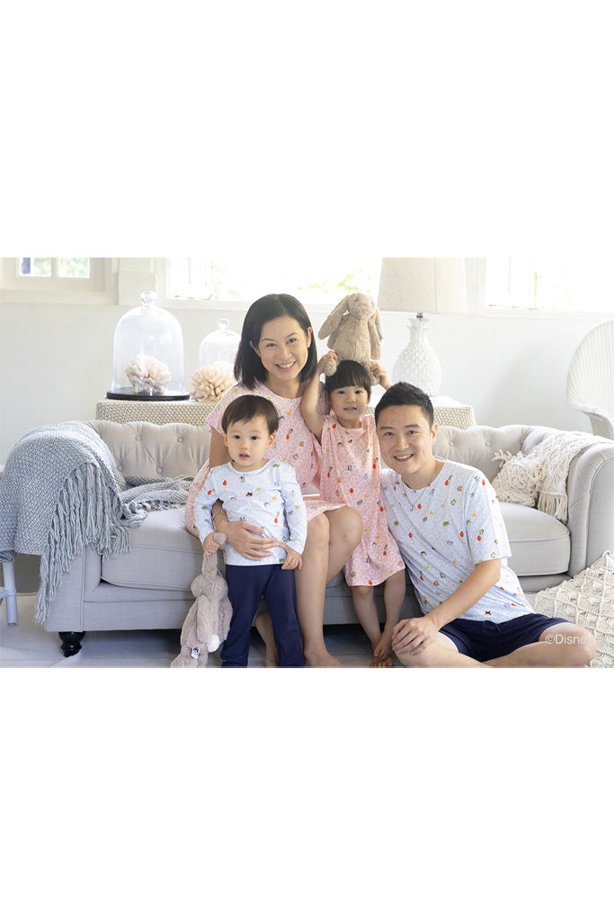 Long-Sleeve Pyjamas Set - Blue Wave Tsum Tsum | Disney x elly Twinning Family Pyjamas | The Elly Store Singapore