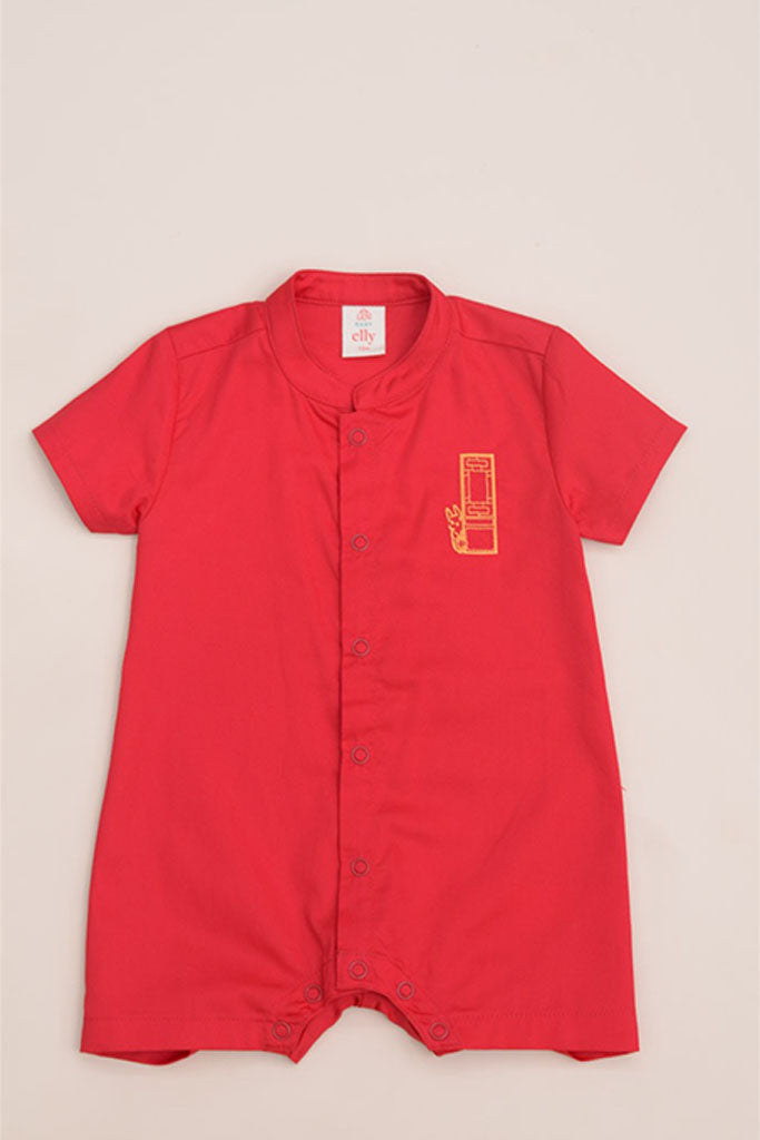 Mandarin-collared Romper - Red Door | CNY2023 Family Twinning Set | The Elly Store Singapore