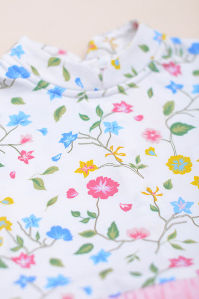 Mandarin-collared Tulle Onesie - Peranakan Flowers | CNY2023 Family Twinning Set | The Elly Store Singapore