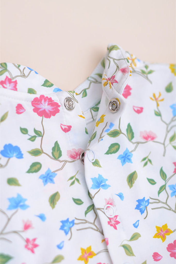 Mandarin-collared Tulle Onesie - Peranakan Flowers | CNY2023 Family Twinning Set | The Elly Store Singapore