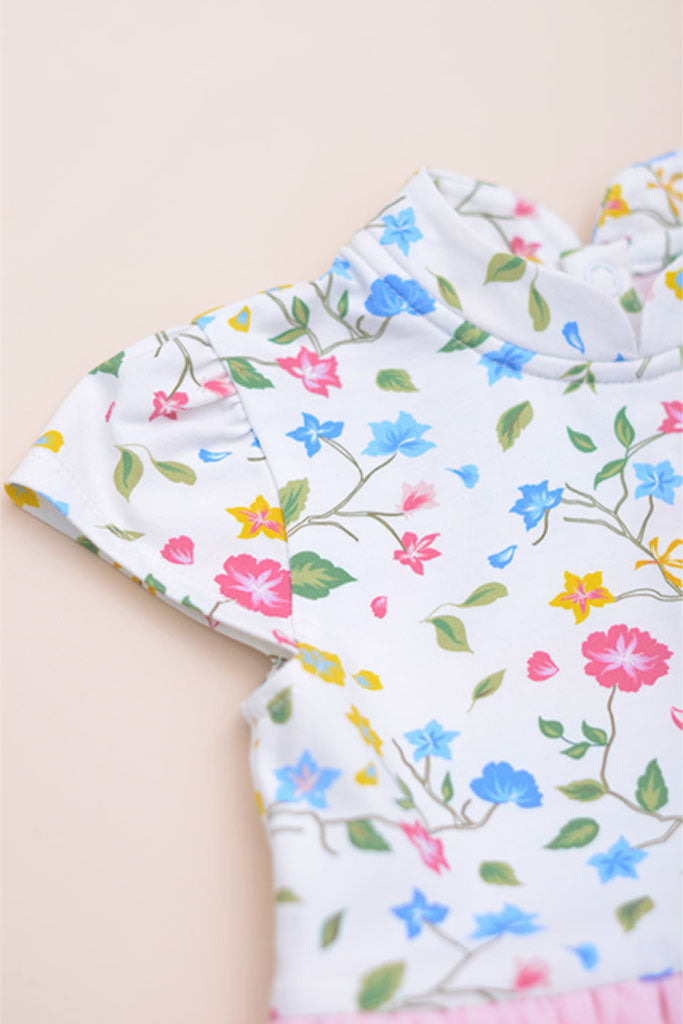Mandarin-collared Tulle Onesie - Peranakan Flowers | CNY2023 Family Twinning Set | The Elly Store Singapore