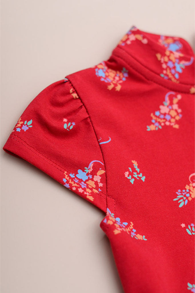 Mandarin-collared Tulle Onesie - Red Mandarin Ducks | CNY2023 Family Twinning Set | The Elly Store Singapore