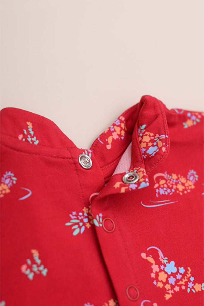 Mandarin-collared Tulle Onesie - Red Mandarin Ducks | CNY2023 Family Twinning Set | The Elly Store Singapore